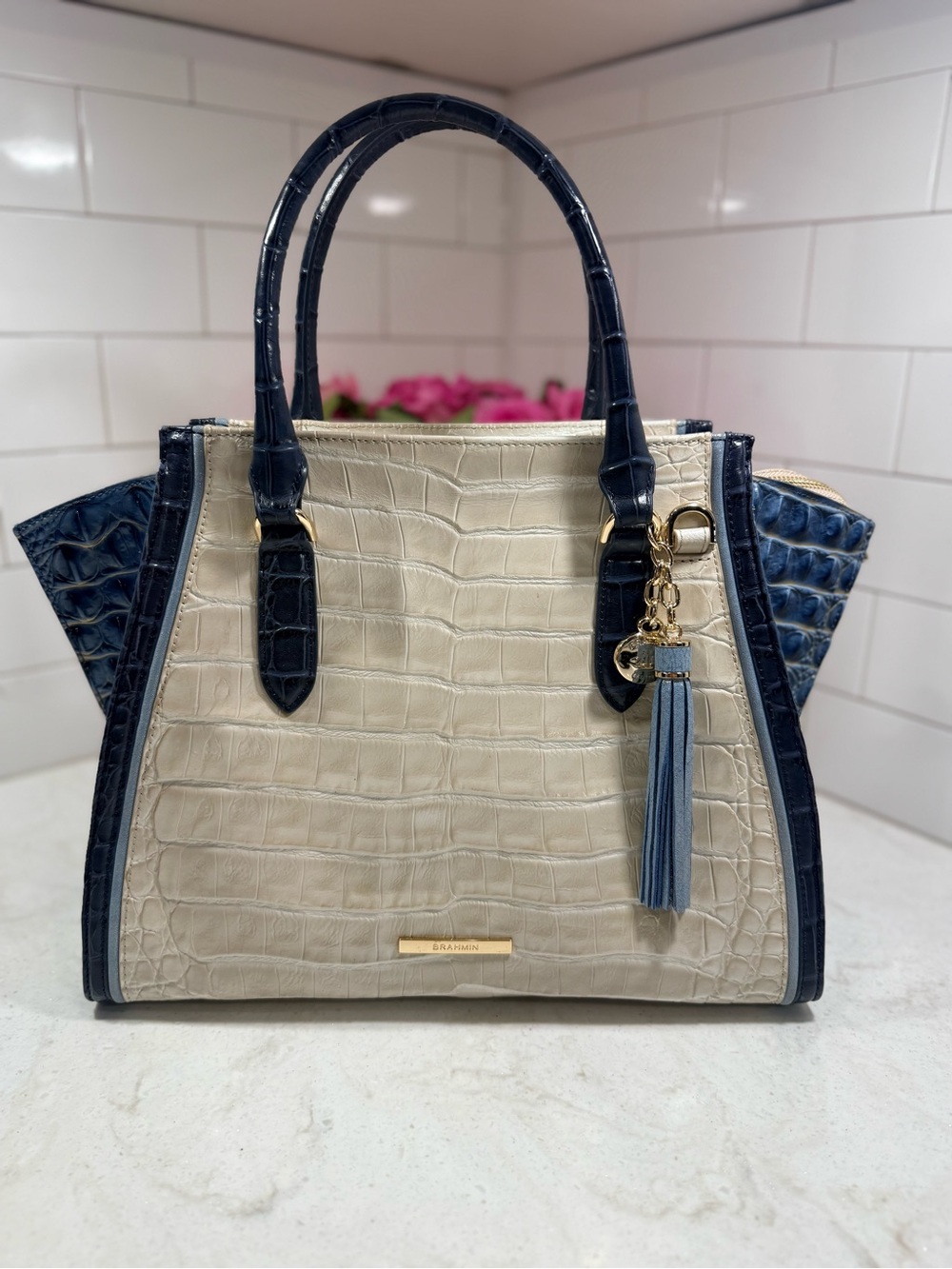 Brahmin Priscilla Satchel - Mindful Grey Acoustic